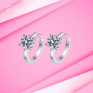 1 CT HOOP EARRINGS - Image 2